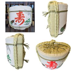 画像2: 壁掛け用飾り樽　寿鶴亀　1斗ハーフ樽【ディスプレイ樽】Japanese sake decorative barrel (2)