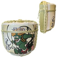 画像1: 壁掛け用飾り樽　風神　1斗ハーフ樽【ディスプレイ樽】Japanese sake decorative barrel (1)